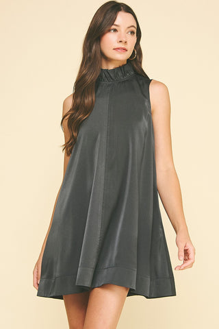 SOLID MINI DRESS WITH BACK TIE DETAIL