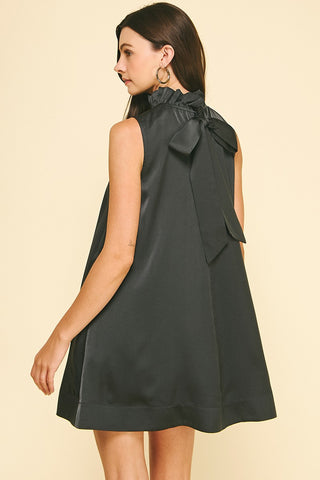 SOLID MINI DRESS WITH BACK TIE DETAIL