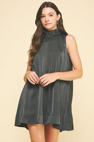 SOLID MINI DRESS WITH BACK TIE DETAIL