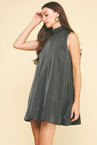 SOLID MINI DRESS WITH BACK TIE DETAIL