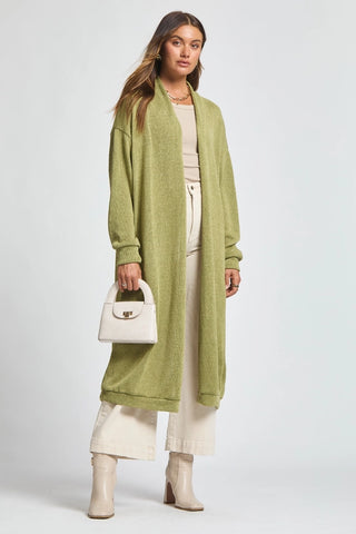 RELAXED LONG CARDIGAN IN GREEN