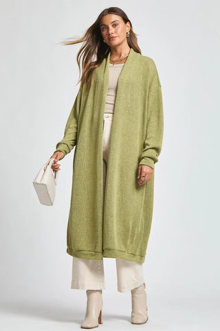 RELAXED LONG CARDIGAN IN GREEN