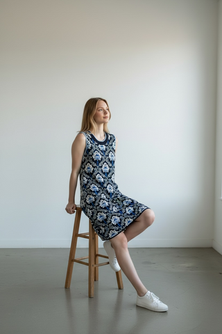 GEOMETRIC PRINT KNIT DRESS