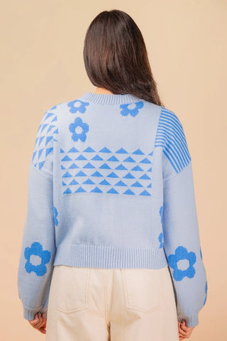 OVERSIZED FLORAL BALLOON SLEEVE SWEATER