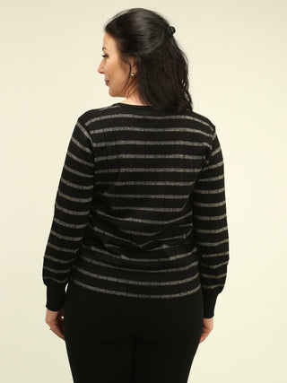 STRIPED LUREX KNIT SWEATER