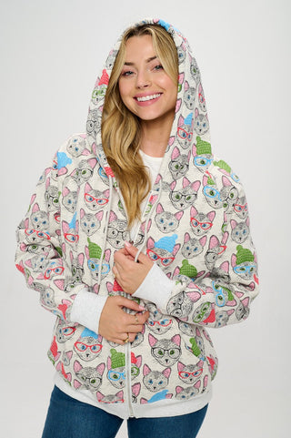 CATS WITH HATS ZIP-UP HOODIE