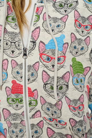 CATS WITH HATS ZIP-UP HOODIE
