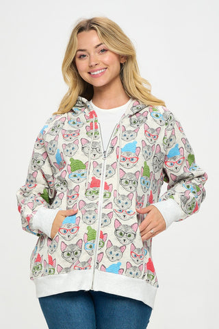 CATS WITH HATS ZIP-UP HOODIE