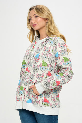 CATS WITH HATS ZIP-UP HOODIE