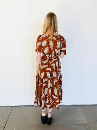 WOVEN PRINTED MIDI DRESS