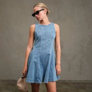 DENIM CIRCLE MINI DRESS