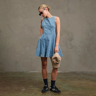 DENIM CIRCLE MINI DRESS