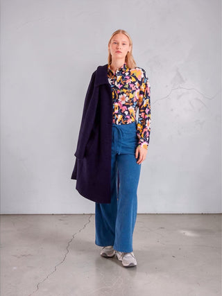 LUSH PRINT LIGHTWEIGHT CREPE BUTTON DOWN SHIRT