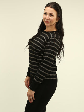 STRIPED LUREX KNIT SWEATER