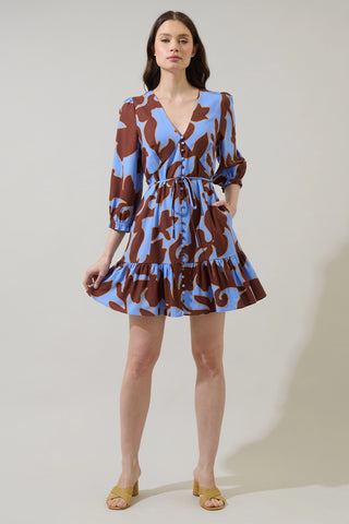 FLORAL MINI SHIFT WITH WAIST TIE