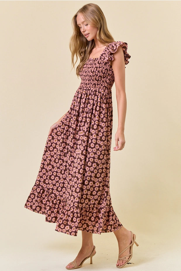 pink patterned midi dress Women's Springtime Splendor Midi Dress, Pink