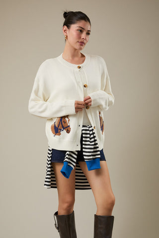 HORSE GRAPHIC KNIT CARDIGAN