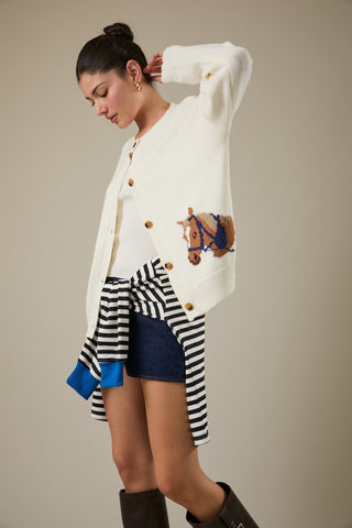 HORSE GRAPHIC KNIT CARDIGAN