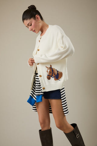 HORSE GRAPHIC KNIT CARDIGAN