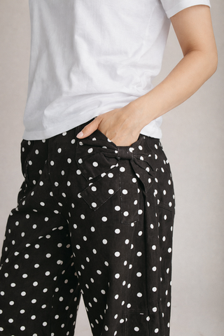 HIGH RISE POLKA DOT PANTS WITH BOW DETAIL