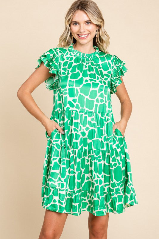 ROSALI SATIN PRINT DRESS