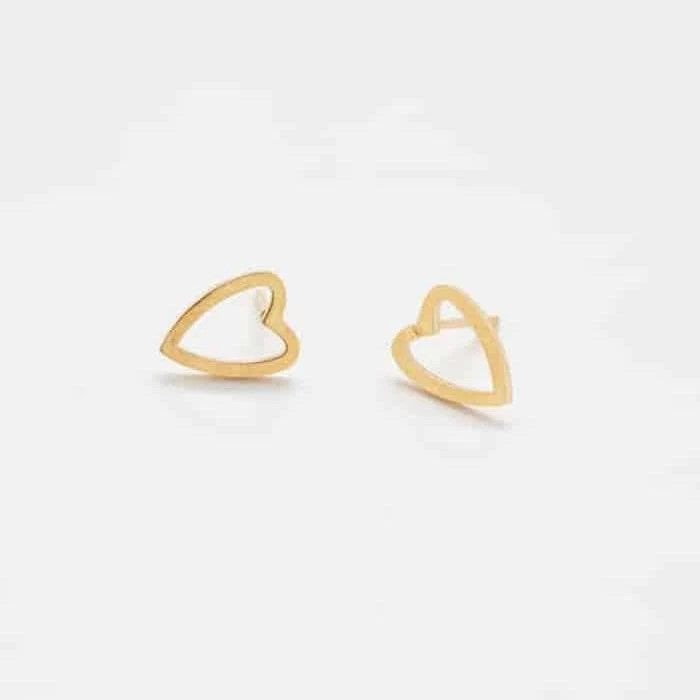 HEART OUTLINE STUDS in GOLD