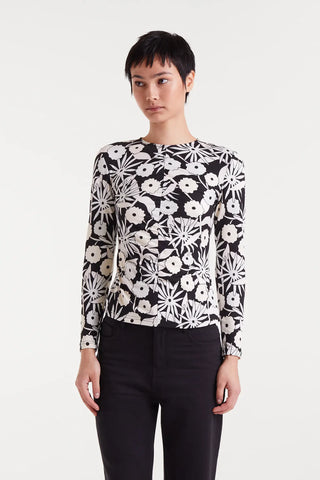 ABSTRACT PRINT LONG SLEEVE SOFT TEE