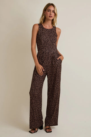 ROUND NECK DITSY SOFT JUMPSUIT