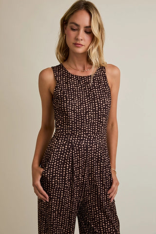 ROUND NECK DITSY SOFT JUMPSUIT