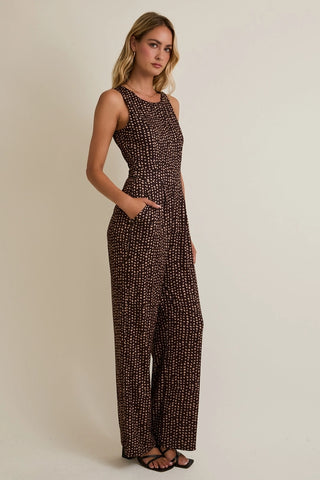 ROUND NECK DITSY SOFT JUMPSUIT
