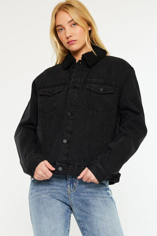 OVERSIZED SHERPA JACKET BLACK