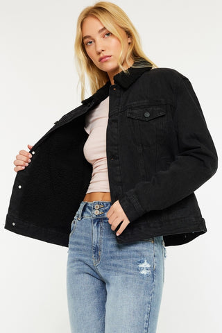 OVERSIZED SHERPA JACKET BLACK