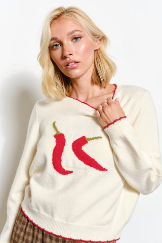 CHILI PRINT SWEATER