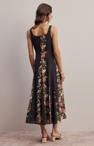 FLORAL SWEETHEART NECKLINE MIDI DRESS