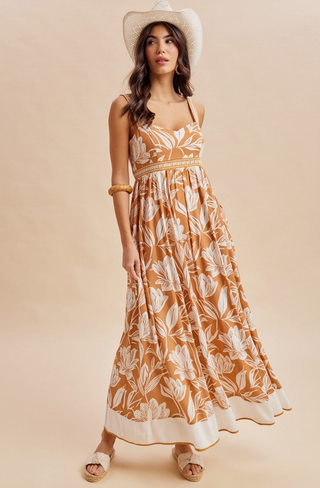 RESORT BORDER PRINT MAXI DRESS