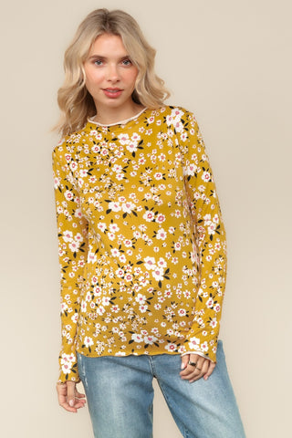 SOFT MOCK NECK FLORAL PRINT TOP