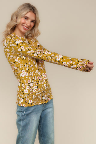 SOFT MOCK NECK FLORAL PRINT TOP