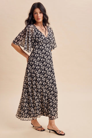 FLUTTER SLEEVE ROMANTIC DRESS