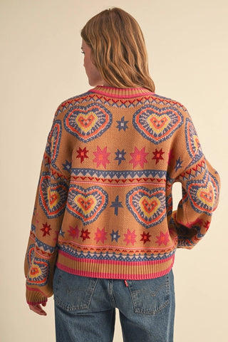 COLORFUL HEARTS SWEATER CARDIGAN