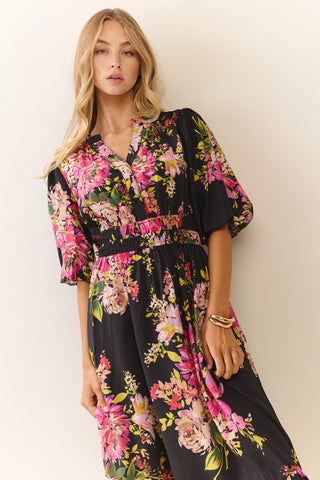 FLORAL PRINT MIDI DRESS