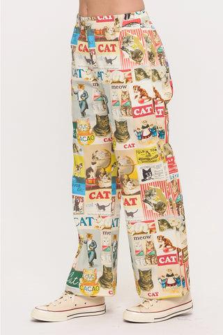 RETRO CAT COLLAGE PANTS
