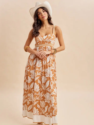 RESORT BORDER PRINT MAXI DRESS