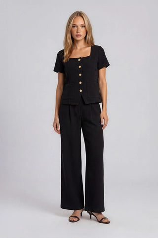SQUARE NECK BUTTON DOWN VEST TOP
