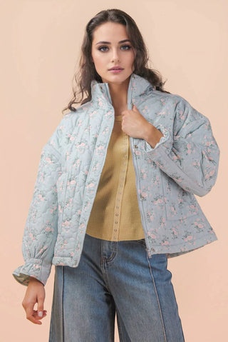 FLORAL QUILTED OVERSIZED CASUAL JACKET
