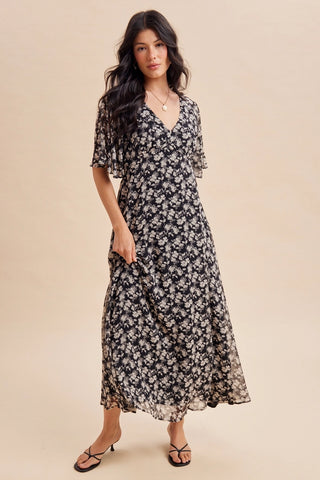 FLUTTER SLEEVE ROMANTIC DRESS