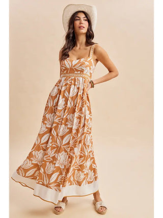 RESORT BORDER PRINT MAXI DRESS