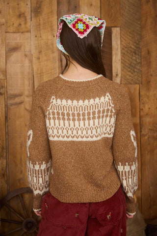 SWAN JACQUARD BUTTON DOWN CARDIGAN