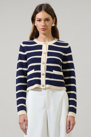 KASSIDY STRIPED CROPPED CARDIGAN