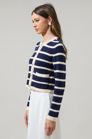 KASSIDY STRIPED CROPPED CARDIGAN