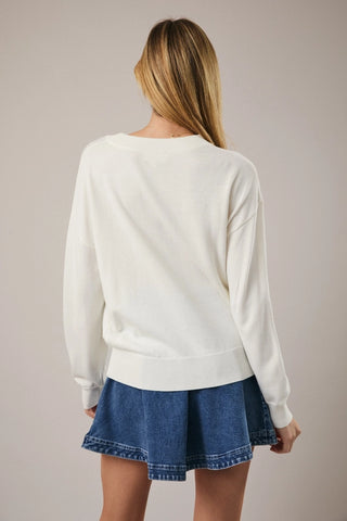 CHERRY GRAPHIC LIGHTWEIGHT SWEATER